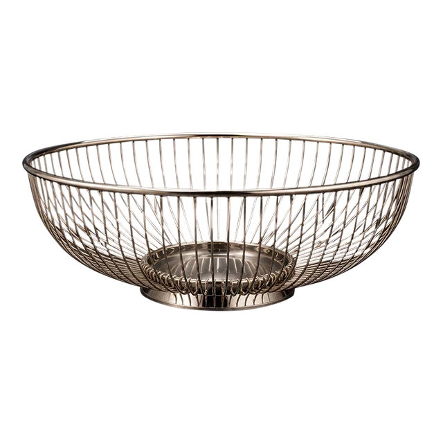 Vintage Leonard Silverplate Mid-Century Modern Wire Fruit Basket For Sale
