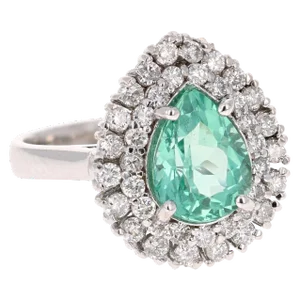 3.27 Carat Apatite Diamond 14K White Gold Cocktail Ring, size 6.5