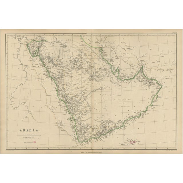 Antique Map of the Arabian Peninsula, 1860 For Sale