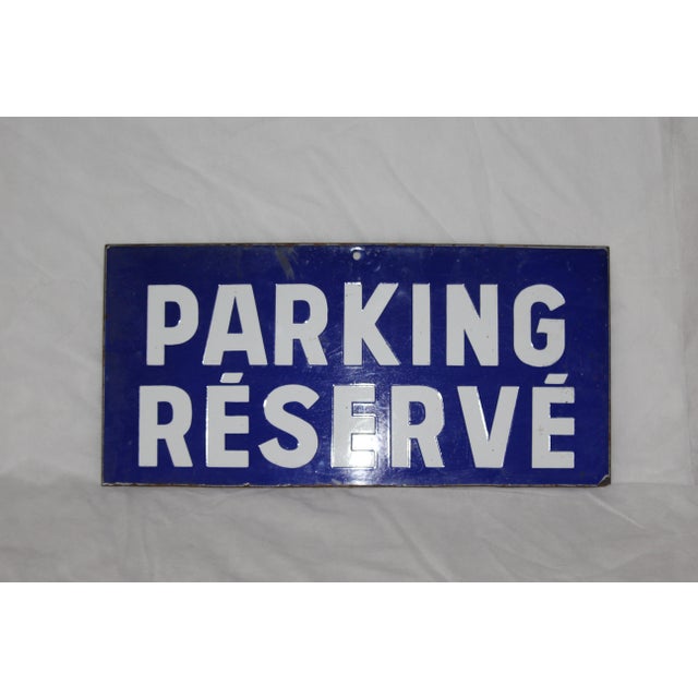 Blue and White Enamel Metal Traffic Sign, 1950s For Sale - Image 11 of 17