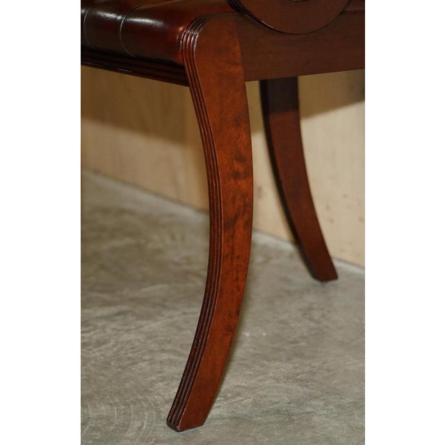 Vintage Hand Dyed Brown Leather Chesterfield Tufted Dining Chairs, Set of 6 For Sale - Image 9 of 18