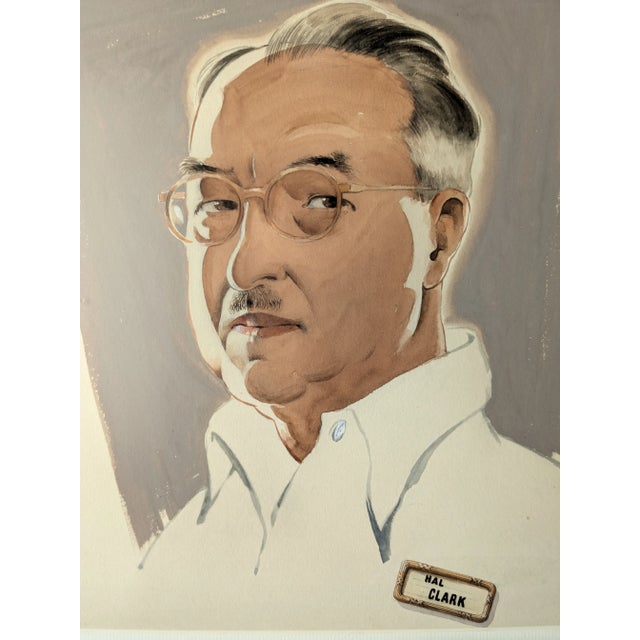 Signed Self-Portrait of a Man – Framed and Matted This expressive self-portrait is signed by the artist and professionally...