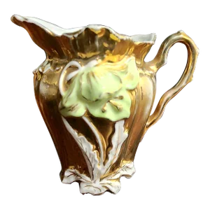 Antique Hand-Painted Gold Fine China Pitcher