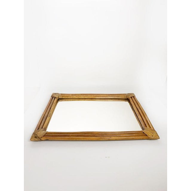 Boho Chic Gold Rattan Mirror, France, 1990s For Sale - Image 3 of 11