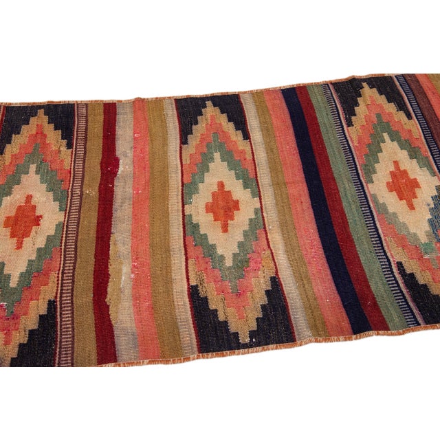 Tribal 1960s Vintage Turkish Kilim Multicolor Handmade Tribal Wool Rug For Sale - Image 3 of 8