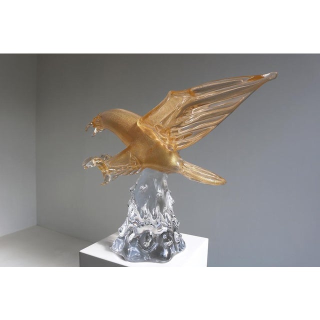 Mid-Century Italian Murano Glass Eagle Sculpture with Gold Leaf by Arnaldo Zanella, 1970s For Sale - Image 6 of 18
