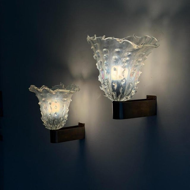 1940s Murano Glass Medusa Sconces from Ercole Barovier, 1940s, Set of 2 For Sale - Image 5 of 17