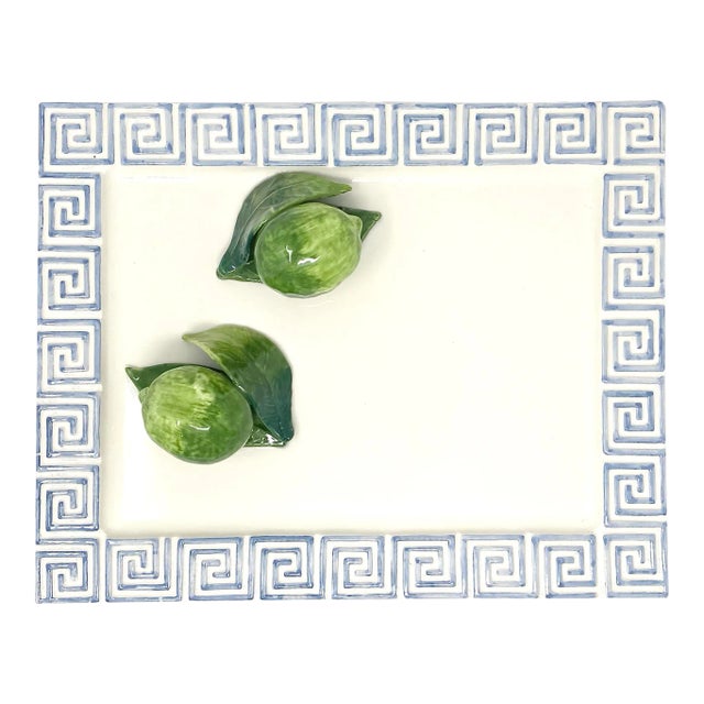 Contemporary Greek Key Border Platter With Trompe l'Oeil Limes For Sale