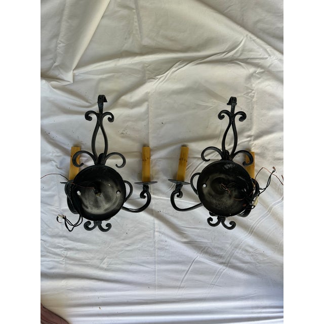 Baroque 1990s Wrought Iron Candle Sconces - a Pair For Sale - Image 3 of 4
