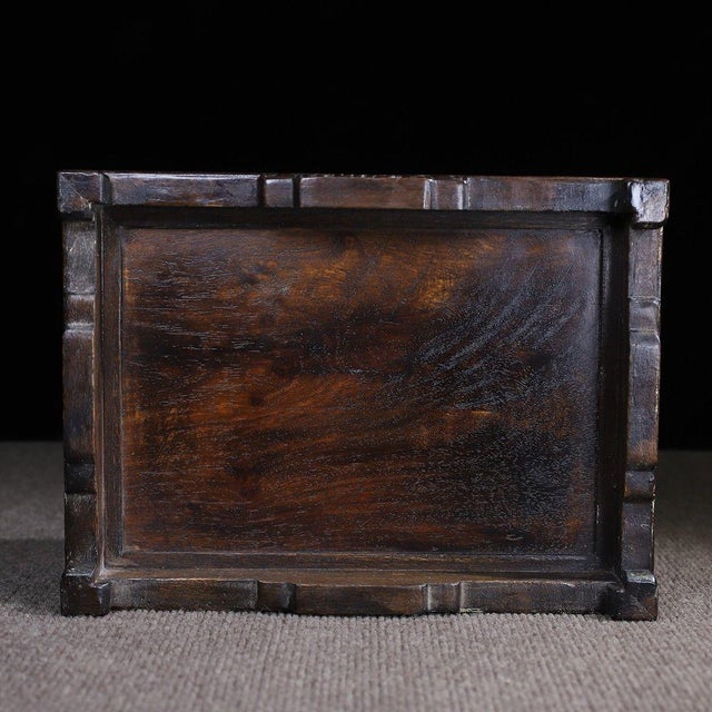 Vintage Rosewood Carved Rectangular Tray / Scholar's Display Stand For Sale - Image 9 of 10