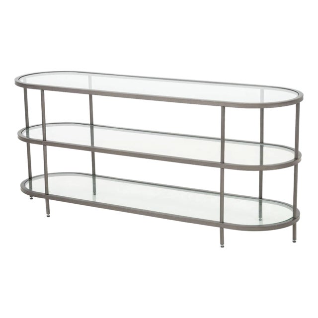 Modern Three Tier Glass Top Etagere Console For Sale