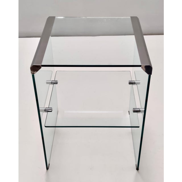 Vintage Tempered Glass and Steel Side Table by Gallotti & Radice, 1970s For Sale - Image 4 of 9