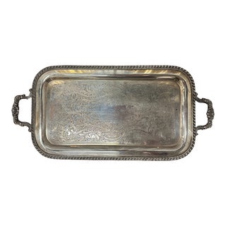 1940s Traditional Silver Plate on Copper Drink Tray For Sale