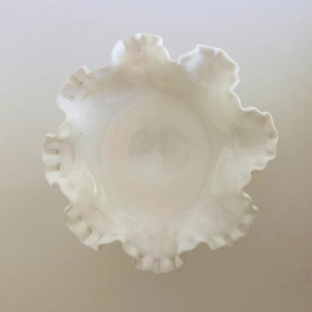 Mid-Century Modern Vintage White Hobnail Milk Glass Compote For Sale - Image 3 of 6