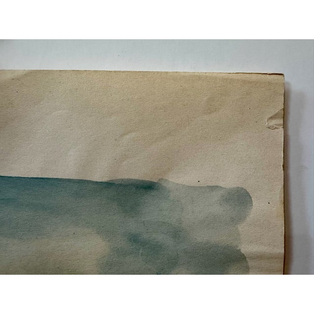 Henry Emil Salloch Original Watercolor on Paper Rolling Hillside Landscape, 1936. For Sale - Image 4 of 8