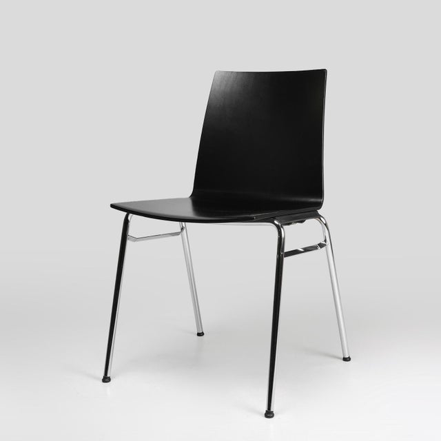 21th Century Black Chair with Wooden Seat, Belgium For Sale - Image 11 of 11
