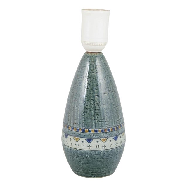 Green Glazed Textured Stoneware Table Lamp by Yngve Blixt for Höganäs, 1970s For Sale