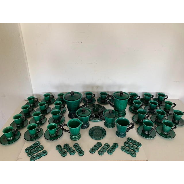 20th Century Glazed Stoneware Tea and Coffee Service by Marius Giuge, Set of 46 For Sale - Image 10 of 12