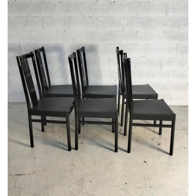 1980s Vintage Laquered Dining Chairs, 1980s, Set of 6 For Sale - Image 5 of 16