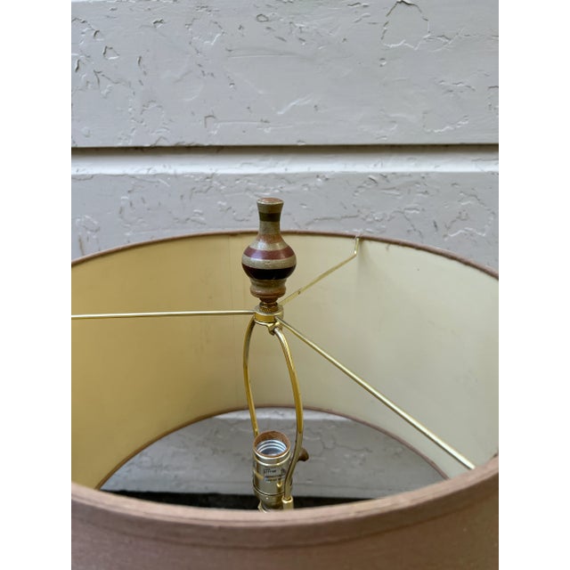 Beige Vintage Colorful Striped Ceramic Lamps - a Pair For Sale - Image 8 of 13