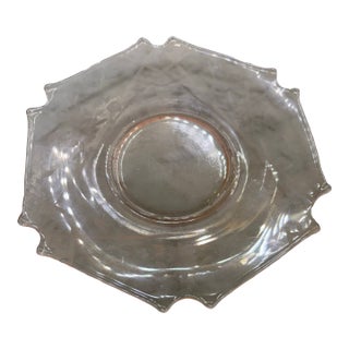 Vintage Etched Glass Luncheon/Snack Plate 1930s or Vanity Catch All For Sale