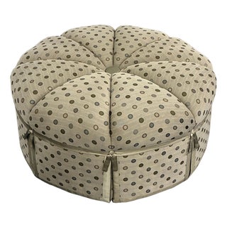 Dapha Upholstered Furniture Round Tufted Skirted Ottoman, 36” For Sale