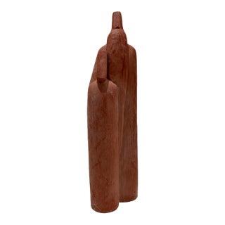 Larry Mohr Terracotta Two Standing Figures Sculpture Signed From Artist Estate For Sale