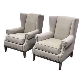 Sam Moore for Hooker Furniture Wingback Arm Chairs, Pair For Sale