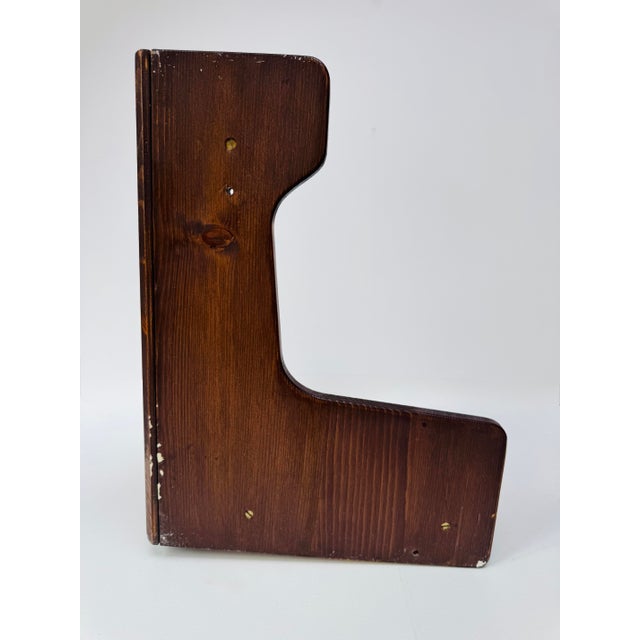 Brown Vintage 1970s Wood Corner Shelf Wall Display For Sale - Image 8 of 10