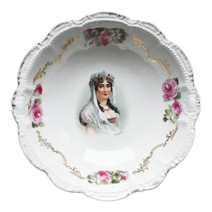French Empress Joséphine Bonaparte Porcelain Floral Serving Dish, Pm & M Bavaria