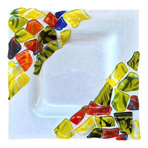 Mid-Mod Fused Art Glass Trinket Dish