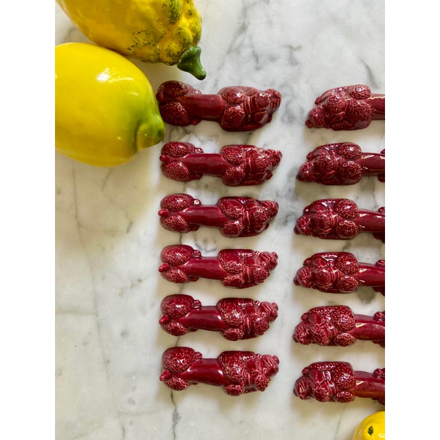 Dog Knife Holders in Burgundy Ceramic, 1950s, Set of 12 For Sale - Image 3 of 5