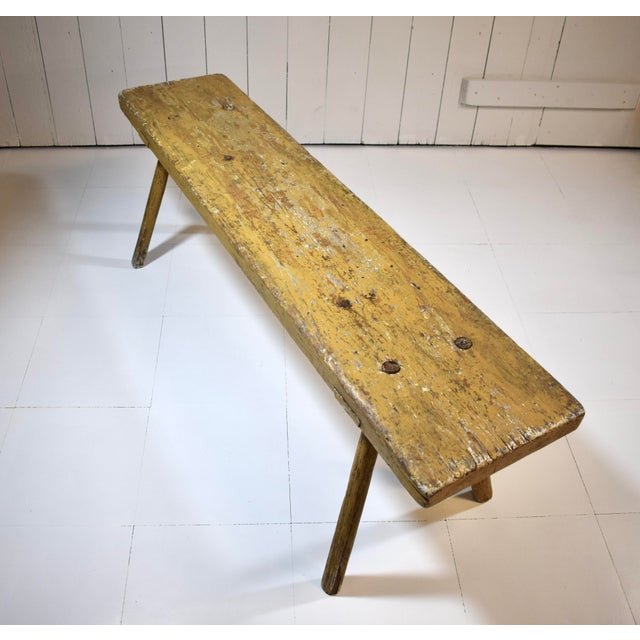 Early 20th Century Rustic Splay Leg Primitive Mortis & Tenon Bench For Sale - Image 5 of 11