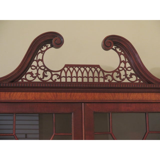 Approx: 20 Years Old Mahogany Adjustable Shelves High Quality Construction Large Impressive Cabinet Pierced Pediment Top...