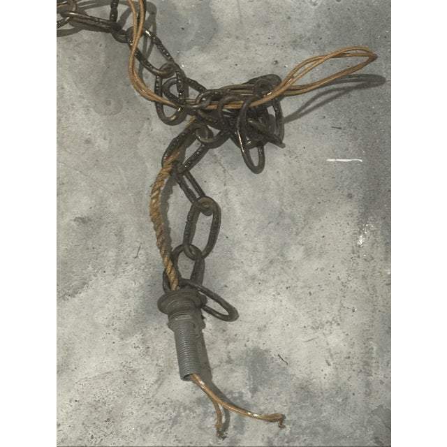 Vintage Spanish Rococo Style Etched Glass Wired Pendant Light For Sale - Image 9 of 12