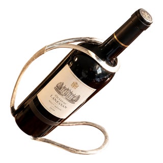1960s Eisenberg Lozano Sculptural Silver Plated Wine Bottle Holder For Sale