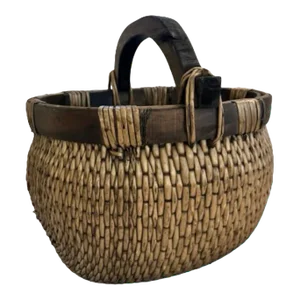 Early 20th Century Large Vintage Chinese Willow Gathering Basket