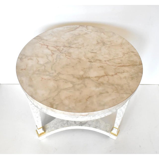 Vintage Neoclassical Round Faux Marble Side Table For Sale - Image 4 of 9