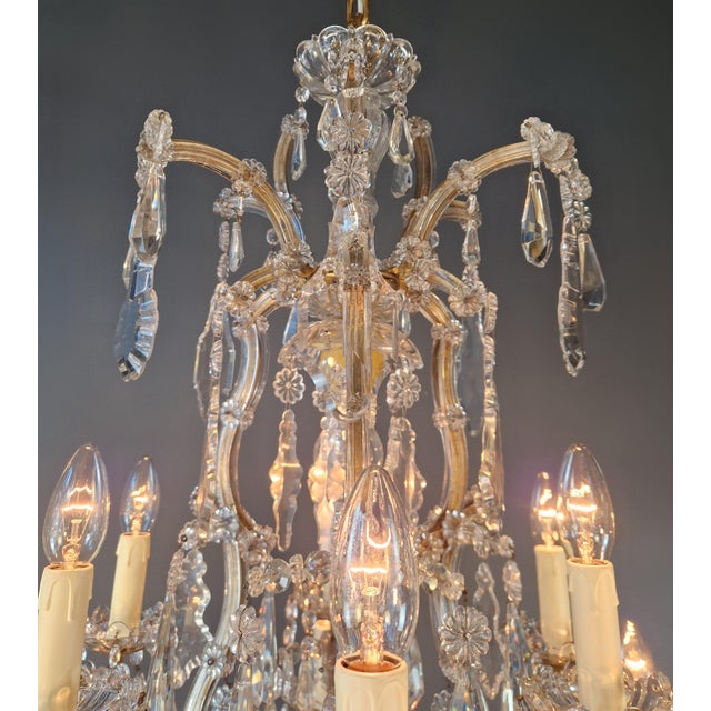 Art Deco Antique Crystal Chandelier Maria Theresa Style 18th Century Faceted Light Effect For Sale - Image 3 of 11