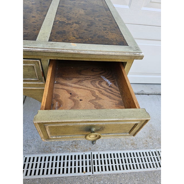 Baker Furniture Light Green Distressed Finish Writing Desk For Sale - Image 12 of 16