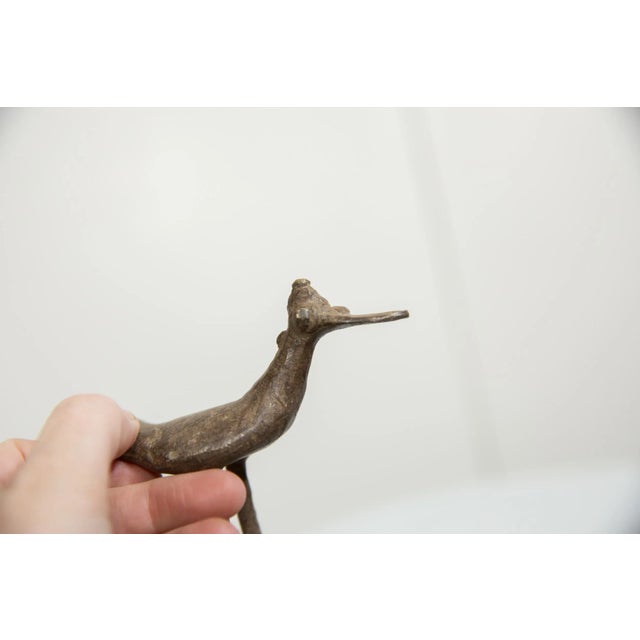 Figurative Vintage African Bronze Flat Billed Bird For Sale - Image 3 of 8