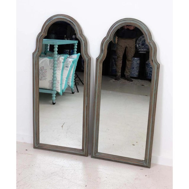 Blue Pair Duck Egg Blue Arch Top Mirrors For Sale - Image 8 of 13