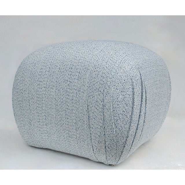 C. 1980's Post-Modern Sherrill Furniture Pouf Ottoman/Stool With a Linear Boucle Textile For Sale - Image 9 of 18
