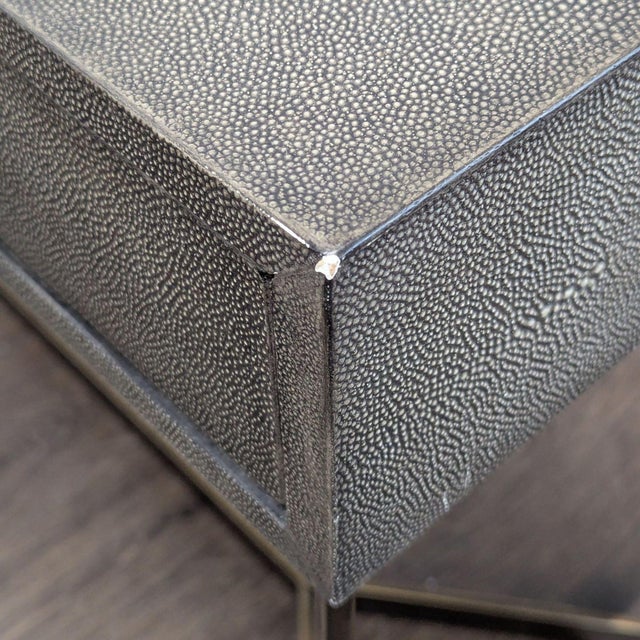 Gray Crate & Barrel Faux Shagreen Console Table For Sale - Image 8 of 10