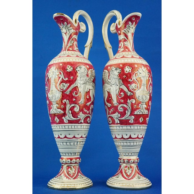 Large Antique Ceramic Amphorae Jugs by Mario Sambuco for Maioliche Deruta, 1890s, Set of 2 For Sale - Image 11 of 18