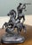 Antique French Pair of Patinated Spelter Sculptures Knights on Horseback For Sale - Image 10 of 16