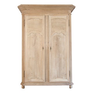 19th Century Belgian Bleached Oak Wardrobe For Sale