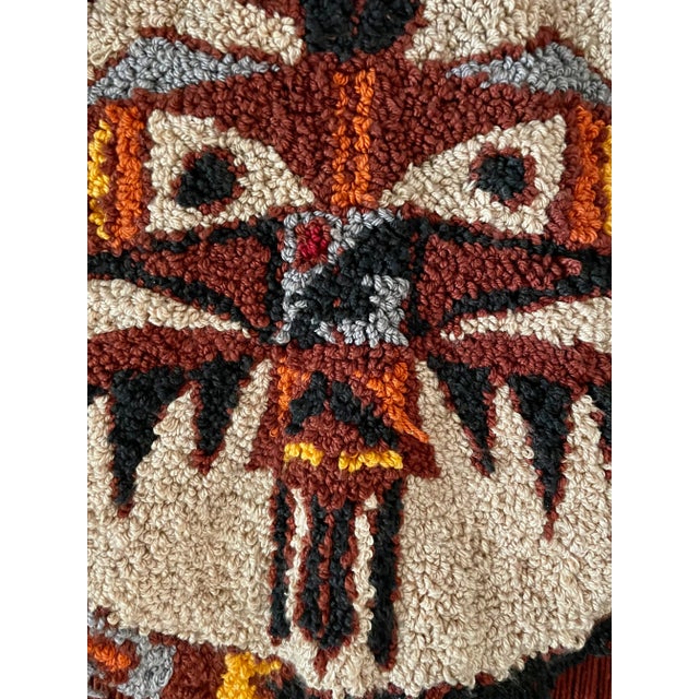1970s 1970's Original Signed Indigenous Mask Needlepoint Textile Art For Sale - Image 5 of 11