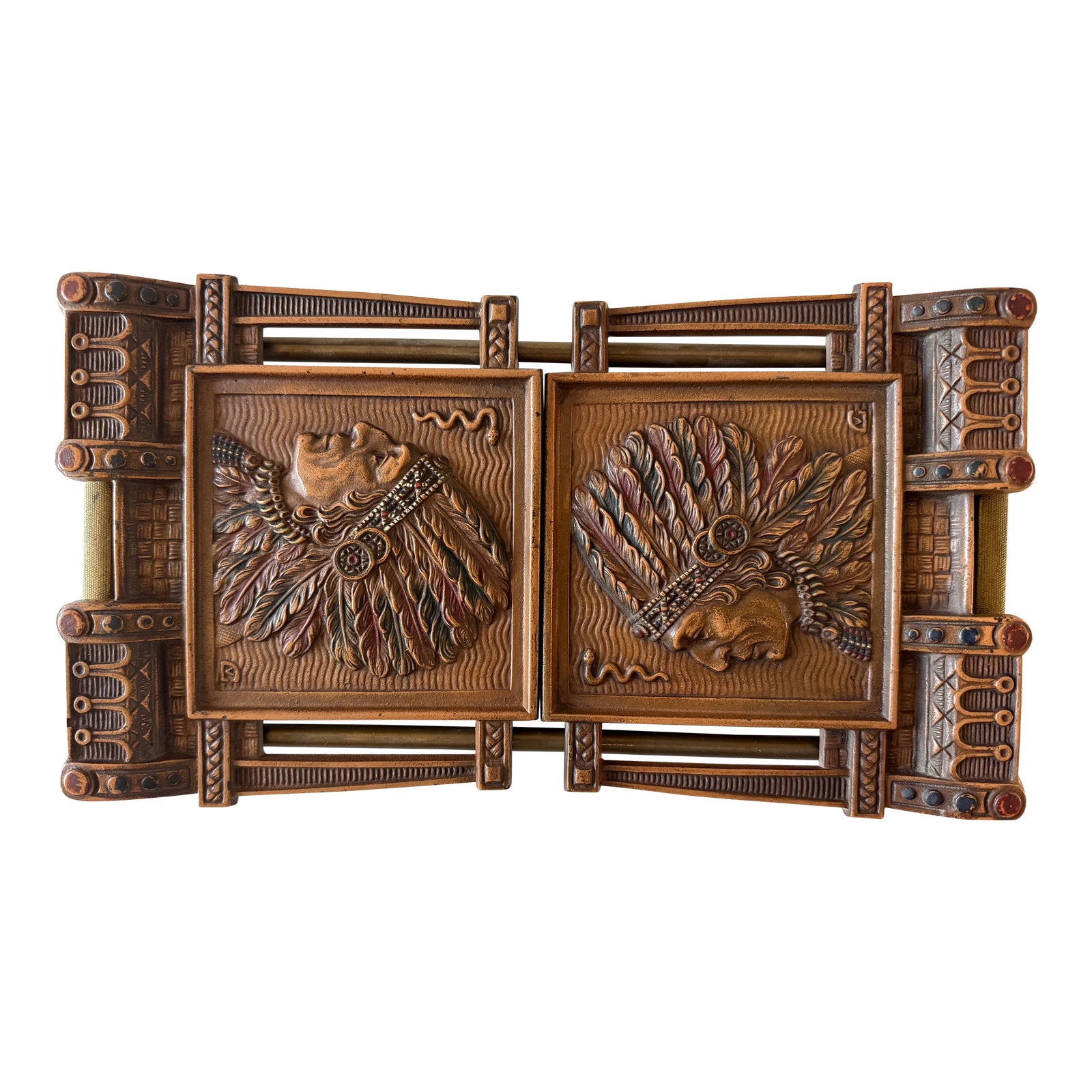 Antique Bronze h.l. Judd Co Native American Chief Adjustable Book Rack ...