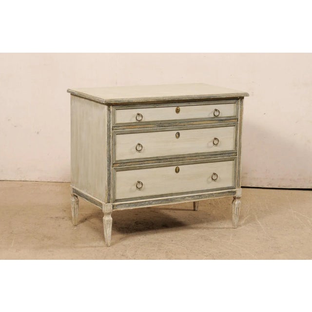 Gustavian (Swedish) Mid 20th Century Swedish Gustavian Style Painted Wood Chest For Sale - Image 3 of 12